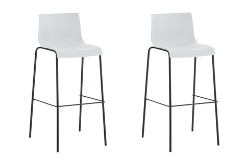 TPFLiving set of 2 bar stools Hope 4-foot frame black plastic