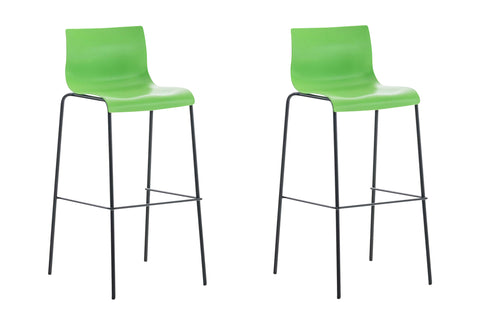 TPFLiving set of 2 bar stools Hope 4-foot frame black plastic