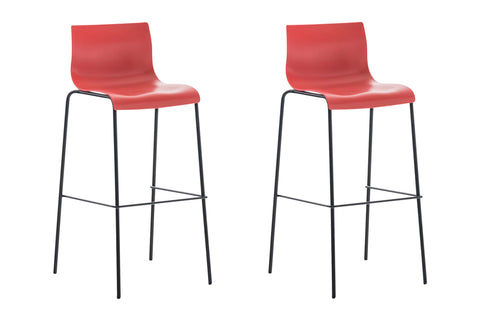 TPFLiving set of 2 bar stools Hope 4-foot frame black plastic