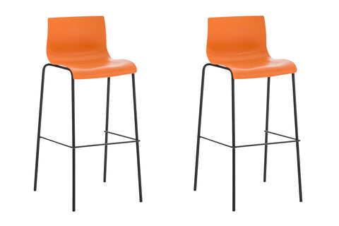 TPFLiving set of 2 bar stools Hope 4-foot frame black plastic