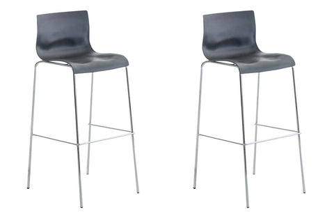 TPFLiving set of 2 bar stools Hope 4-legged metal frame in chrome look plastic