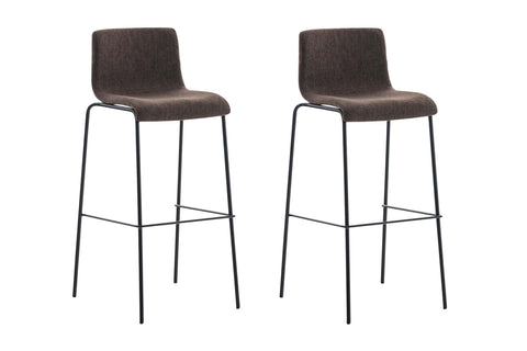 TPFLiving set of 2 bar stools Hope 4-foot frame black fabric