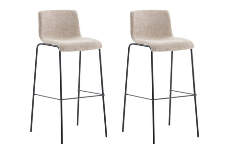 TPFLiving set of 2 bar stools Hope 4-foot frame black fabric