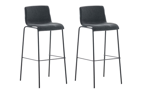 TPFLiving set of 2 bar stools Hope 4-foot frame black fabric