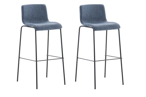 TPFLiving set of 2 bar stools Hope 4-foot frame black fabric