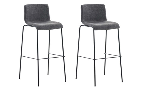 TPFLiving set of 2 bar stools Hope 4-foot frame black fabric