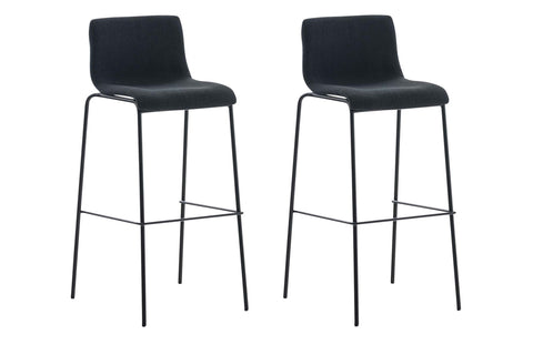 TPFLiving set of 2 bar stools Hope 4-foot frame black fabric