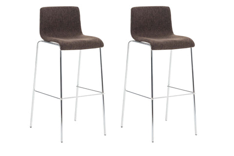 TPFLiving Set of 1 bar stools Hope 4-legged metal frame in chrome look fabric