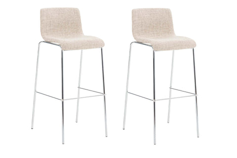 TPFLiving Set of 1 bar stools Hope 4-legged metal frame in chrome look fabric