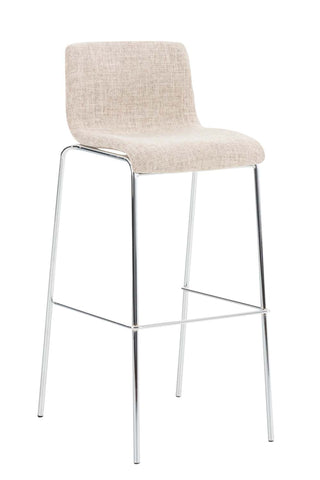 TPFLiving Set of 1 bar stools Hope 4-legged metal frame in chrome look fabric