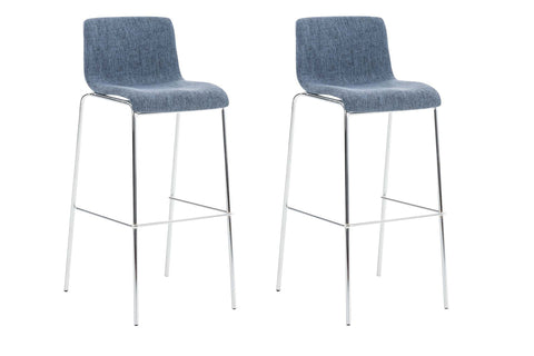 TPFLiving Set of 1 bar stools Hope 4-legged metal frame in chrome look fabric