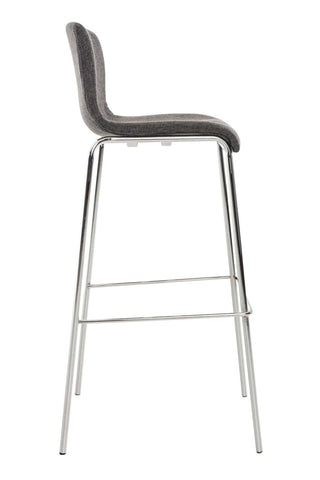 TPFLiving Set of 1 bar stools Hope 4-legged metal frame in chrome look fabric