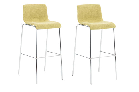 TPFLiving Set of 1 bar stools Hope 4-legged metal frame in chrome look fabric