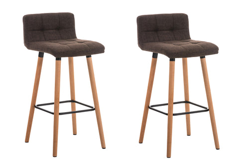 TPFLiving set of 2 bar stools London frame wood Natura fabric