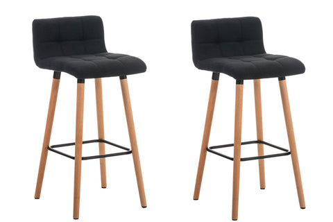 TPFLiving set of 2 bar stools London frame wood Natura fabric