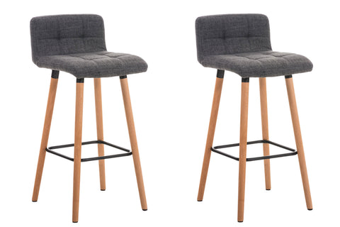 TPFLiving set of 2 bar stools London frame wood Natura fabric