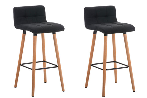 TPFLiving set of 2 bar stools London frame wood Natura fabric