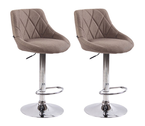 TPFLiving set of 2 bar stools Lazius metal frame in chrome look fabric