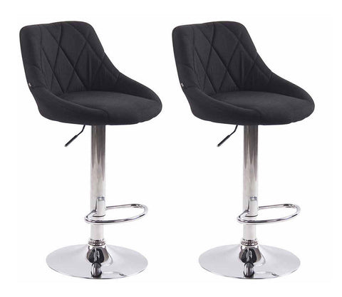 TPFLiving set of 2 bar stools Lazius metal frame in chrome look fabric