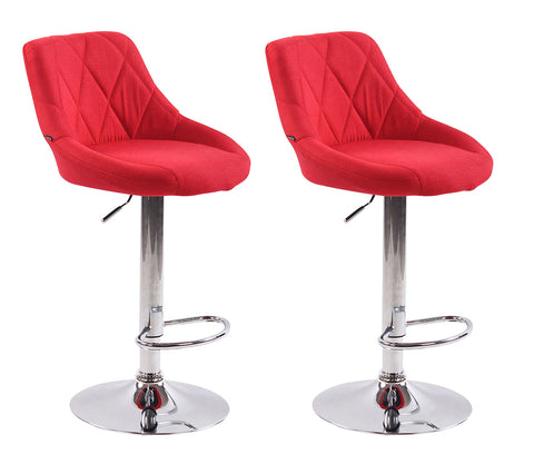 TPFLiving set of 2 bar stools Lazius metal frame in chrome look fabric