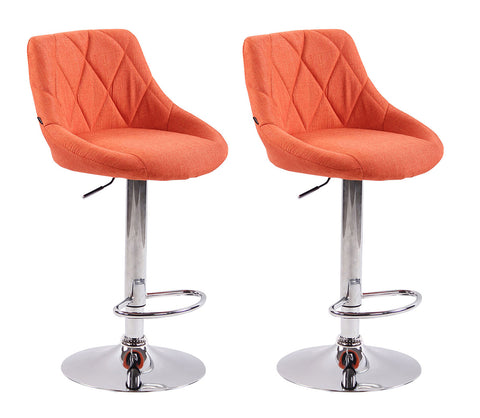 TPFLiving set of 2 bar stools Lazius metal frame in chrome look fabric