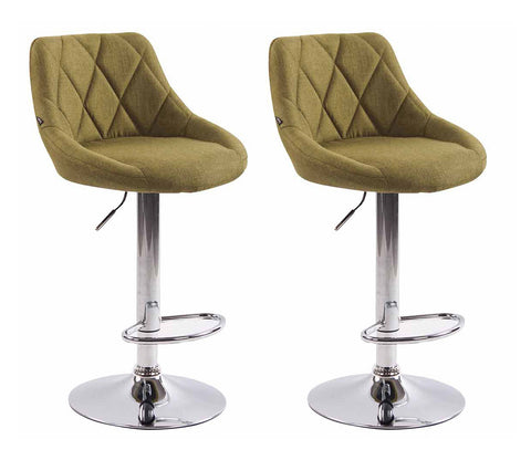 TPFLiving set of 2 bar stools Lazius metal frame in chrome look fabric