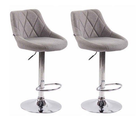 TPFLiving set of 2 bar stools Lazius metal frame in chrome look fabric