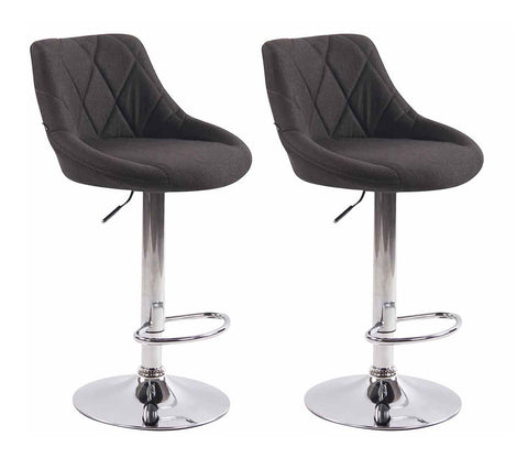 TPFLiving set of 2 bar stools Lazius metal frame in chrome look fabric