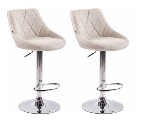 TPFLiving set of 2 bar stools Lazius metal frame in chrome look fabric