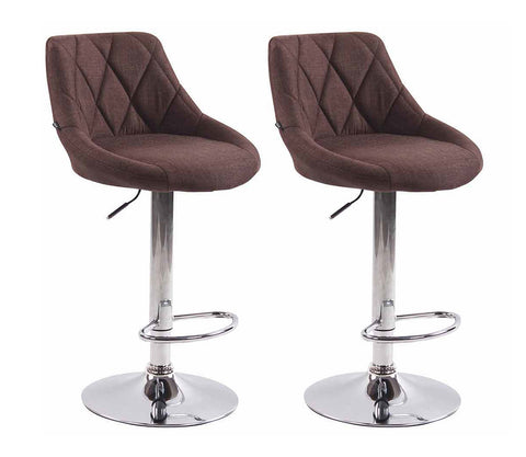 TPFLiving set of 2 bar stools Lazius metal frame in chrome look fabric