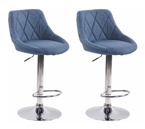 TPFLiving set of 2 bar stools Lazius metal frame in chrome look fabric