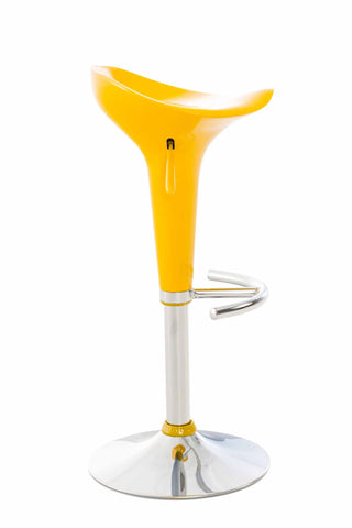 TPFLiving bar stool saddle metal frame in chrome look plastic