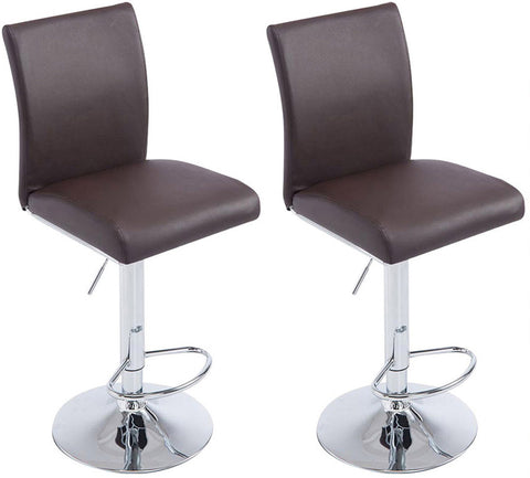 TPFLiving Set of 2 bar stools Kölle metal frame in chrome look faux leather