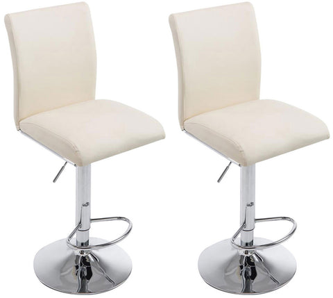 TPFLiving Set of 2 bar stools Kölle metal frame in chrome look faux leather