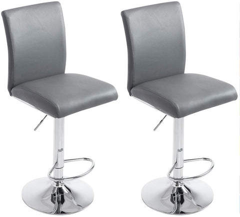 TPFLiving Set of 2 bar stools Kölle metal frame in chrome look faux leather