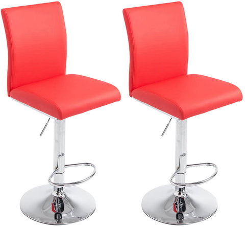 TPFLiving Set of 2 bar stools Kölle metal frame in chrome look faux leather