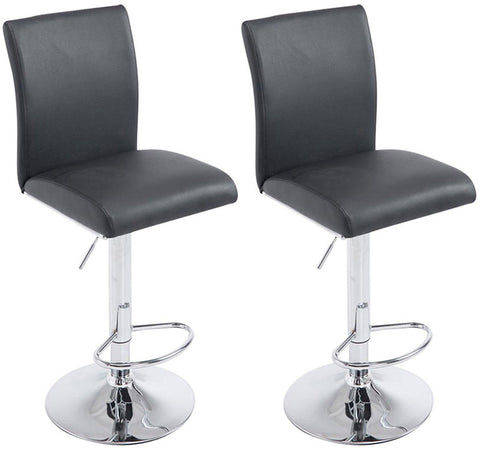 TPFLiving Set of 2 bar stools Kölle metal frame in chrome look faux leather