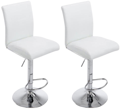 TPFLiving Set of 2 bar stools Kölle metal frame in chrome look faux leather