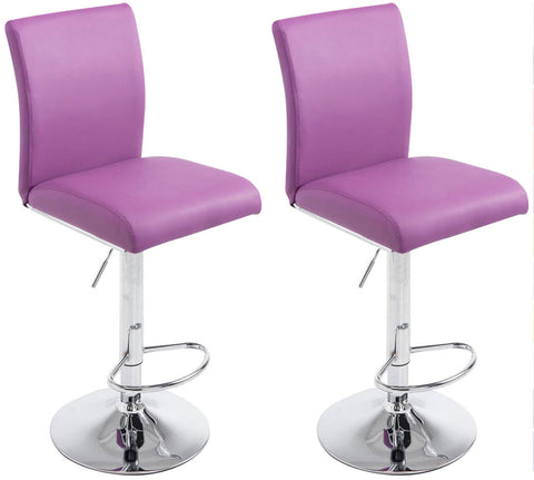 TPFLiving Set of 2 bar stools Kölle metal frame in chrome look faux leather