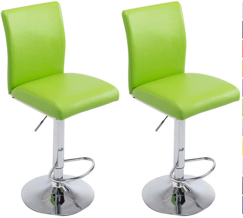 TPFLiving Set of 2 bar stools Kölle metal frame in chrome look faux leather