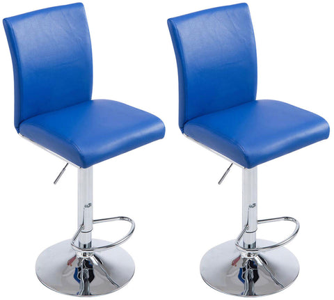 TPFLiving Set of 2 bar stools Kölle metal frame in chrome look faux leather