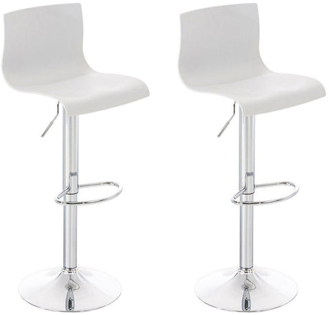 TPFLiving set of 2 bar stools Hope metal frame in chrome look plastic