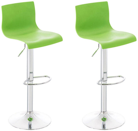 TPFLiving set of 2 bar stools Hope metal frame in chrome look plastic