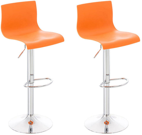 TPFLiving set of 2 bar stools Hope metal frame in chrome look plastic