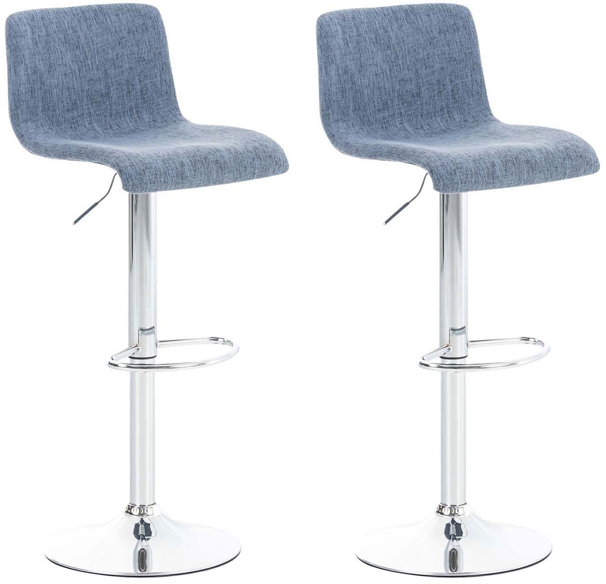 TPFLiving set of 1 bar stools Hope metal frame in chrome look fabric