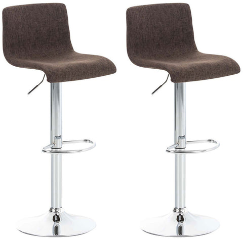 TPFLiving set of 1 bar stools Hope metal frame in chrome look fabric