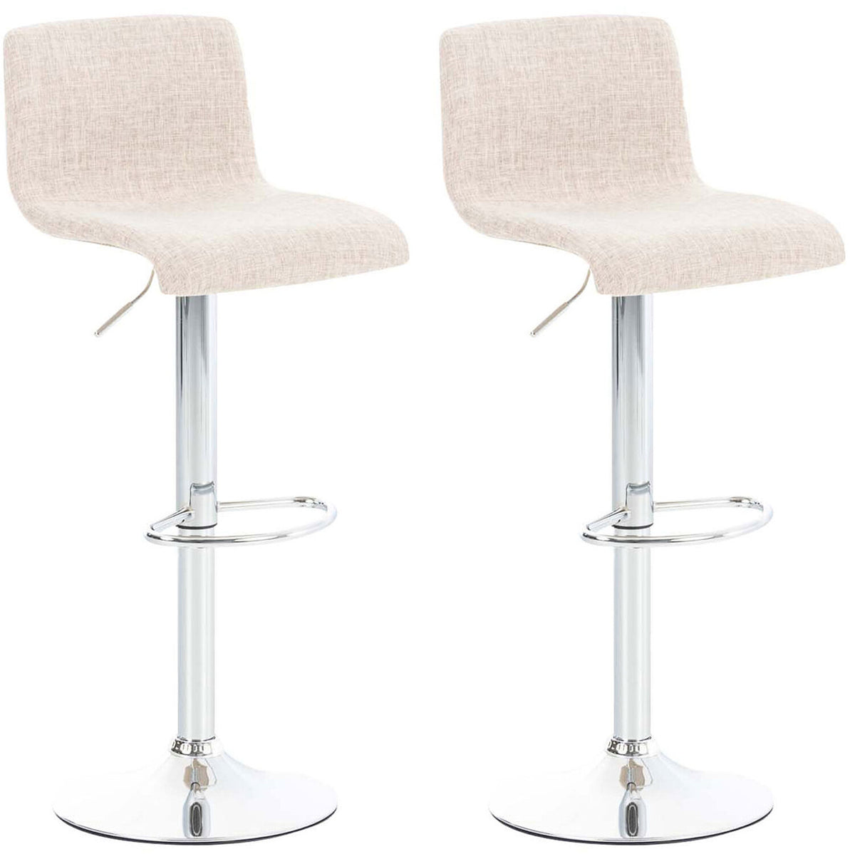 TPFLiving set of 1 bar stools Hope metal frame in chrome look fabric