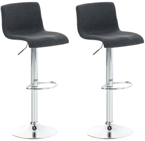 TPFLiving set of 1 bar stools Hope metal frame in chrome look fabric