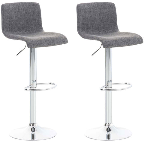 TPFLiving set of 1 bar stools Hope metal frame in chrome look fabric