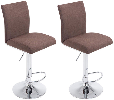 TPFLiving Set of 2 bar stools Kölle metal frame in chrome look fabric